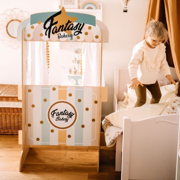 Puppentheater Buchregal 2 in 1 Bakery Shop