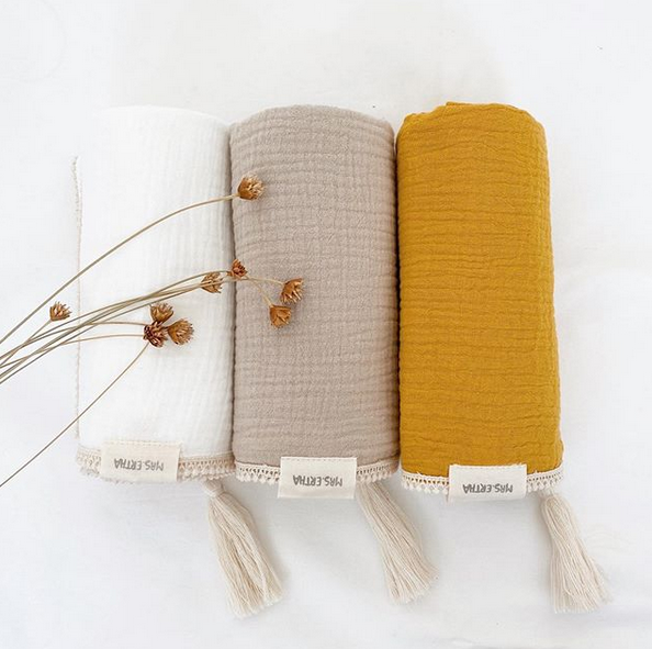 Muslin Decke Boho Finn Grau