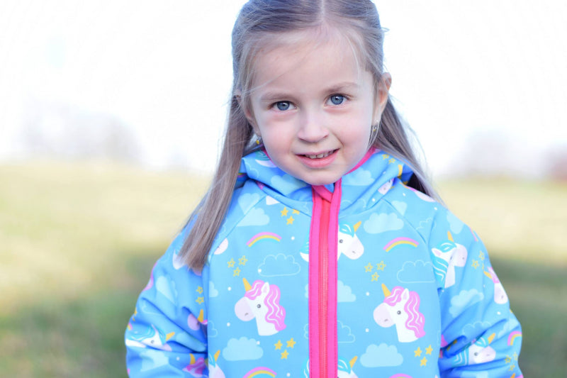 Softshell Jacke Unicorn blau gefütterte Version für Übergangszeit und Winter