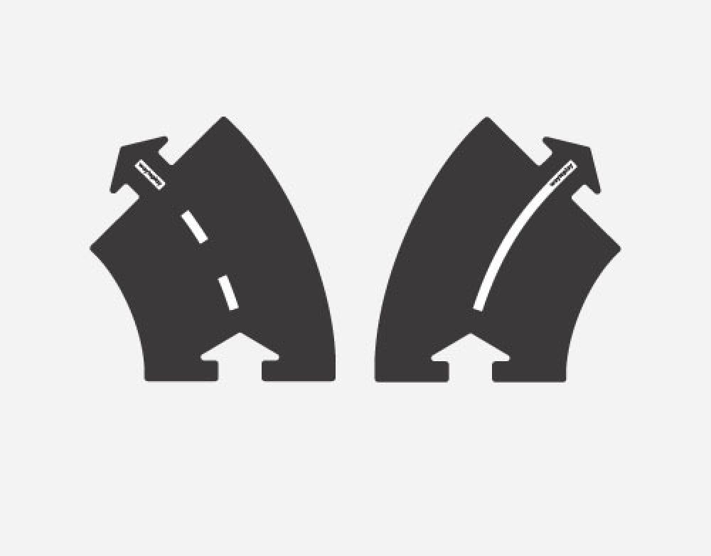 Ensemble de rues, virages, lot de 2