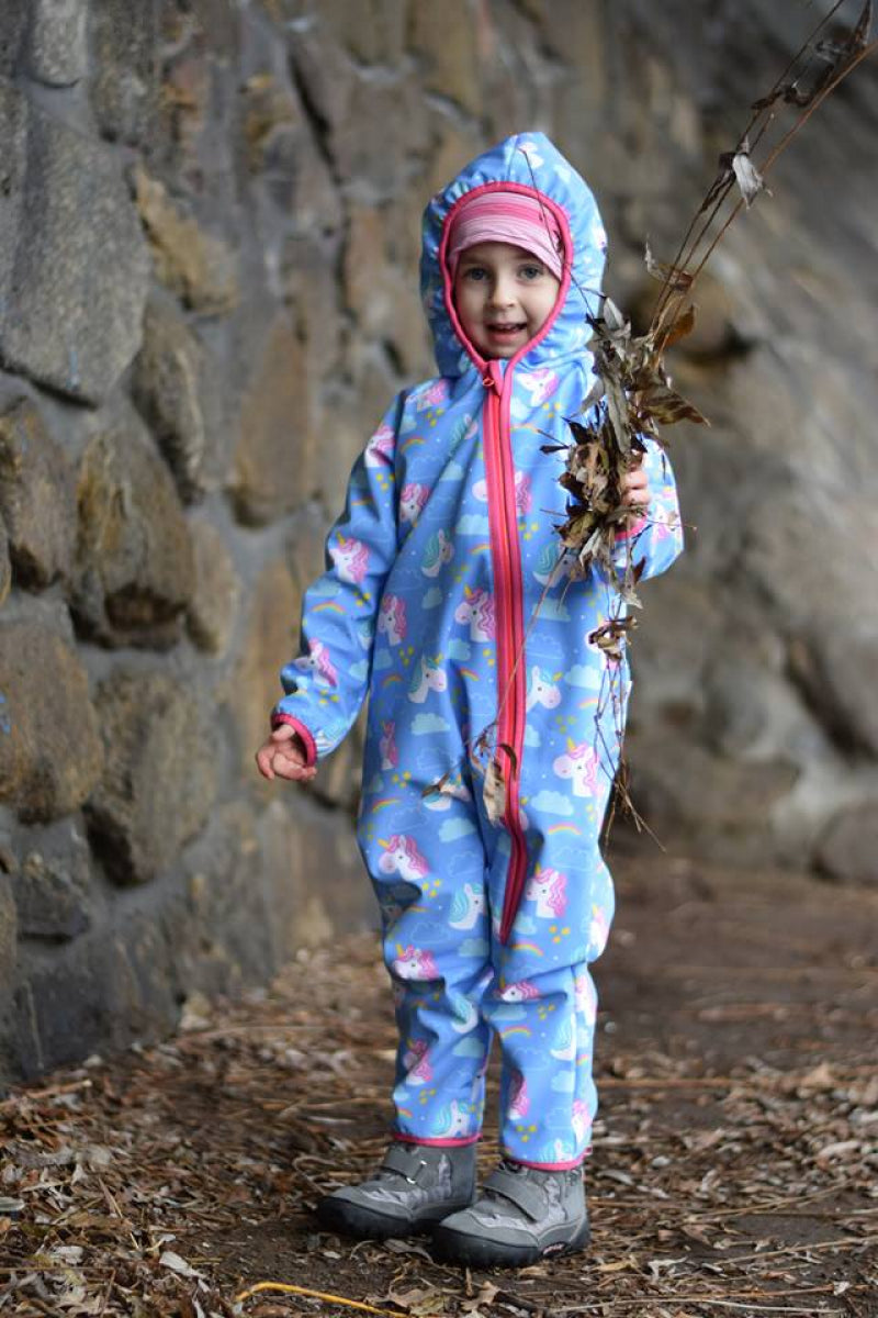 Softshell Overall Unicorn Blau Pink