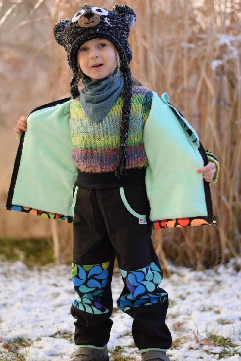 Softshell Jacke Happy Leaves gefütterte Version für Übergangszeit und Winter