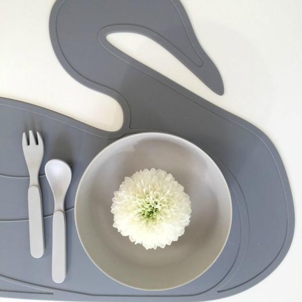 Silikon Tischset Schwan Grau