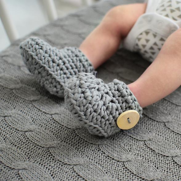 Baby Strick- Booties Blau