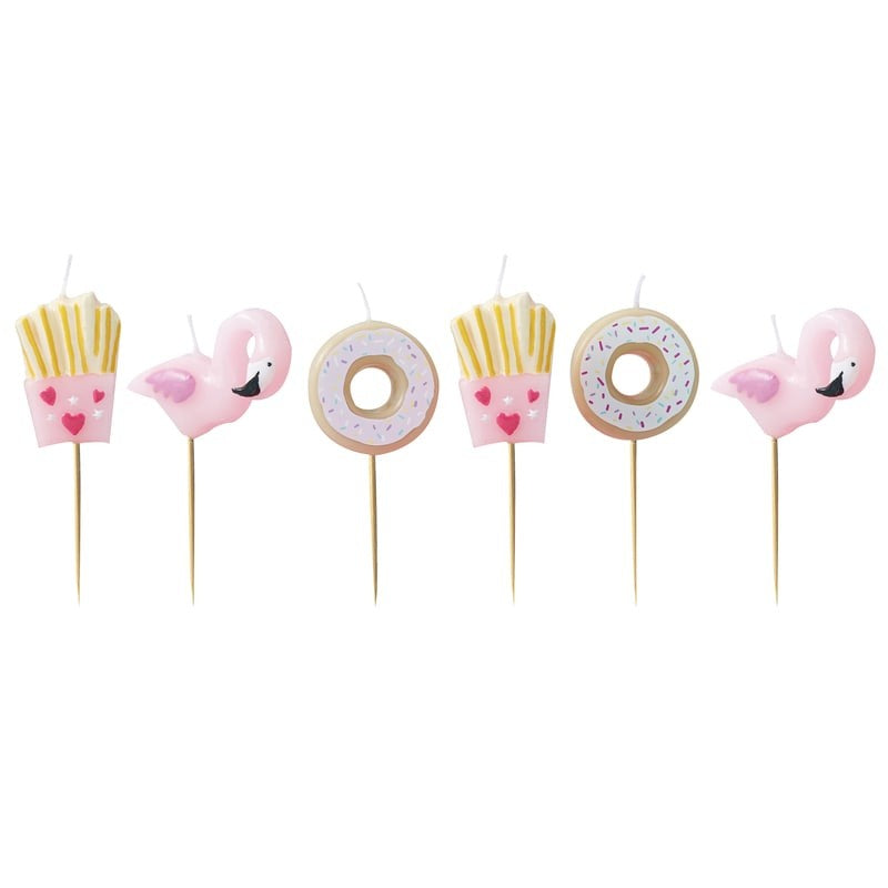 Kuchen- Kerzen Donut & Flamingoset