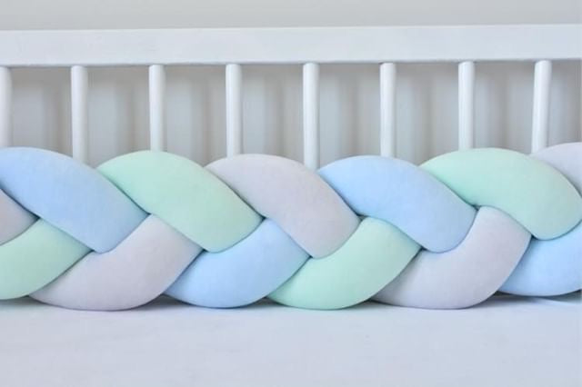 Bed bumper light grey - baby blue - mint