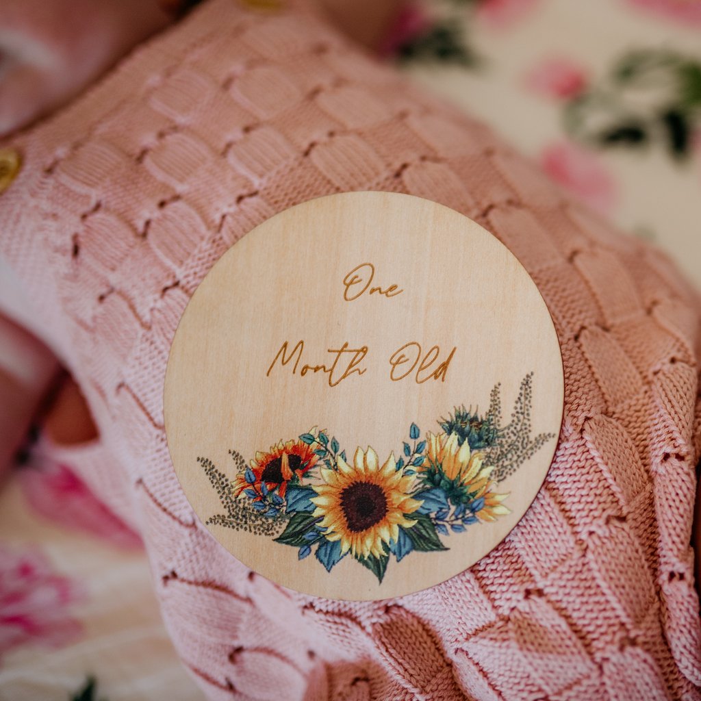 Holz Meilensteine Sonnenblume
