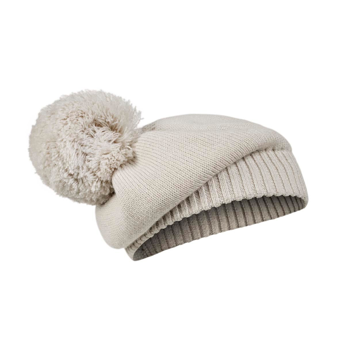 Beretmütze Pommel Creamy White