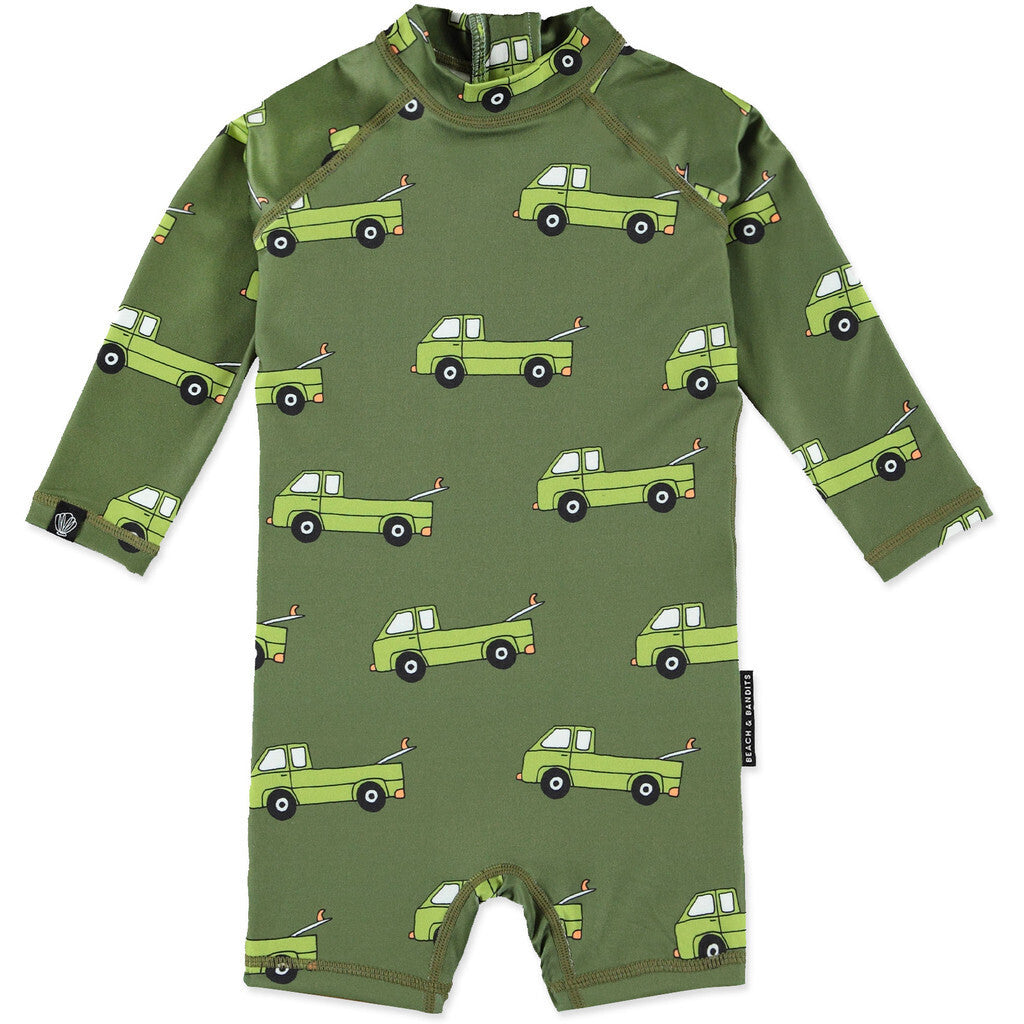 UV Badeoverall Baby Auto Grün