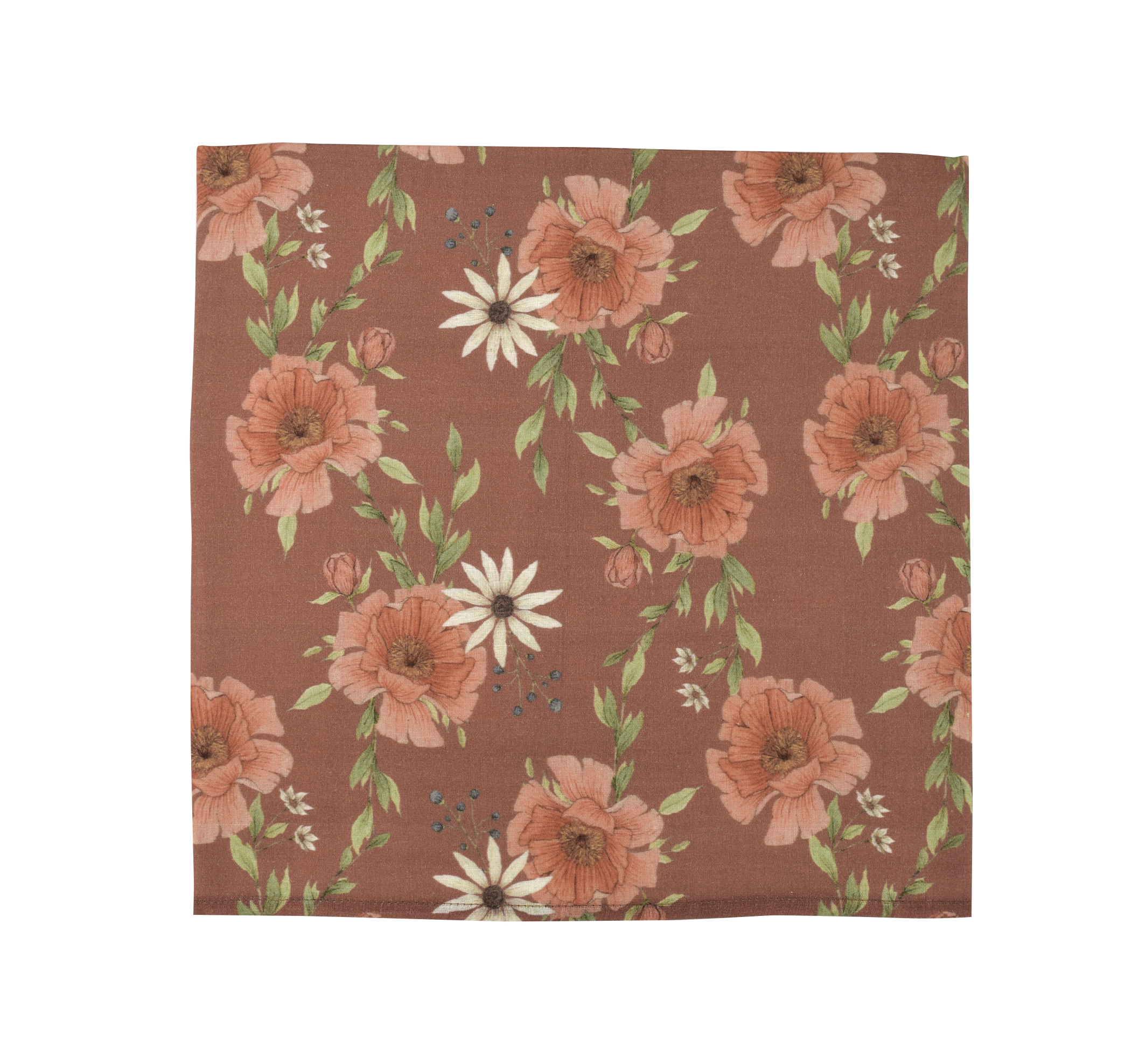 Muslin Swaddle Peony Blooms Clay
