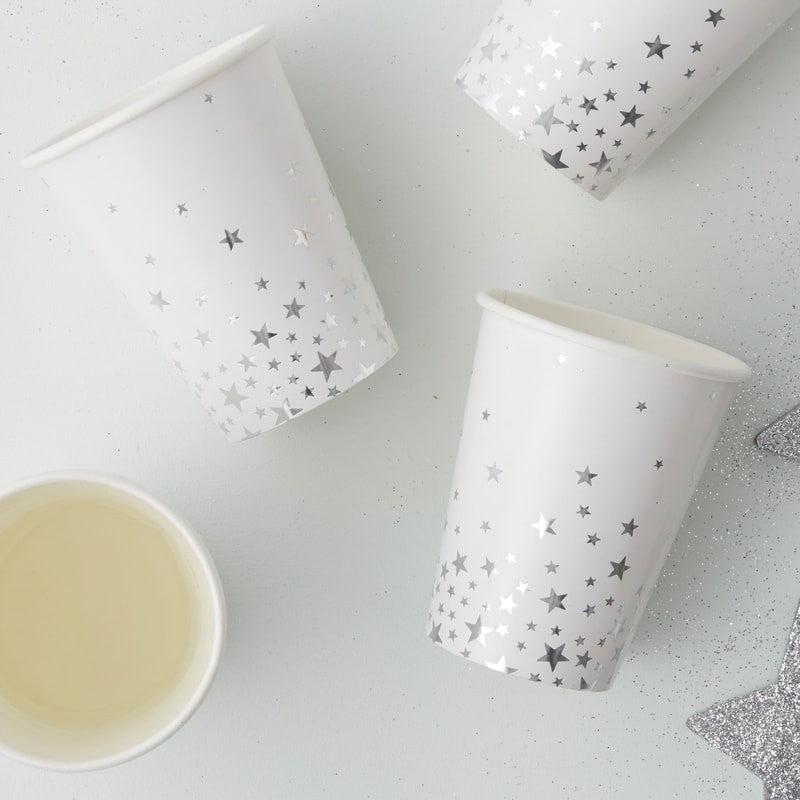 Partybecher Metallic Silver Star
