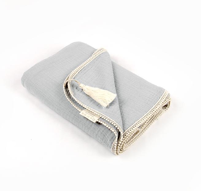Muslin Decke Boho Finn Grau