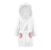 Bademantel Microfleece Weiss Eule Pink