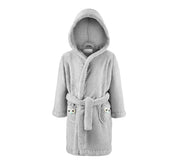 Peignoir de bien-être gris en tissu gaufré blanc et jaune doux
