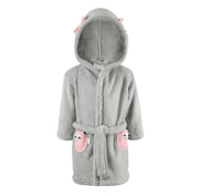 Bademantel Microfleece Grau Eule Pink