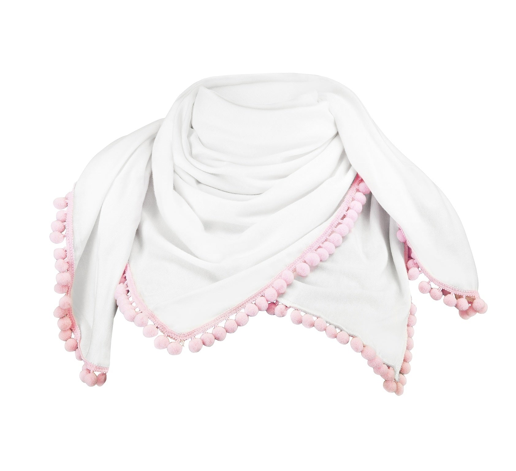 Bambus Halstuch mit PomPom Weiss
