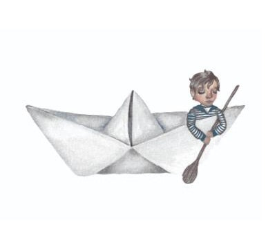 Wandsticker Papierboot Reise