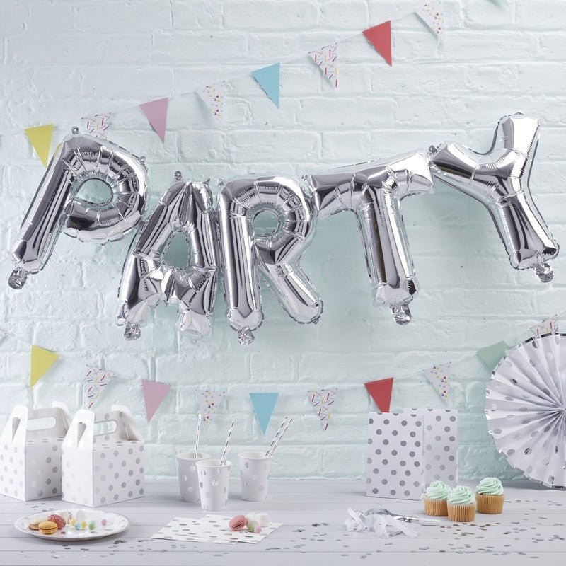 Ballon Schriftzug Girlande Party Silber