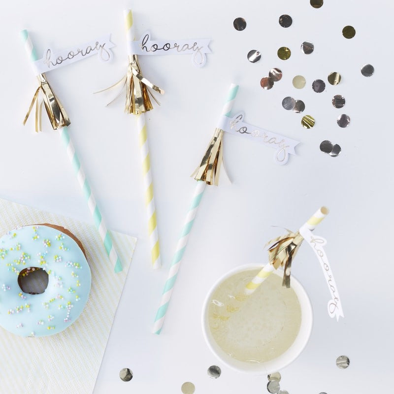 Strohhalme "Hooray" Tassel Pastel