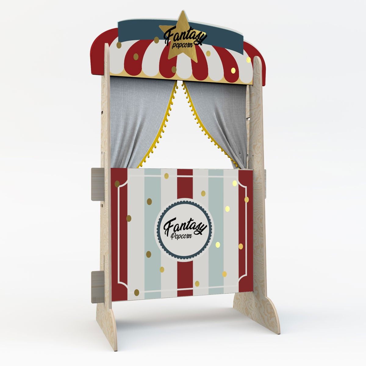 Puppentheater Buchregal 2 in 1 Popcorn Shop
