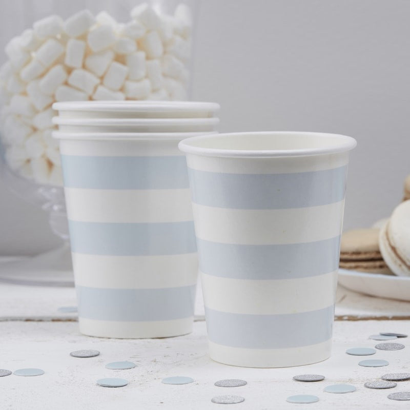 Partybecher Babyblau Streifen