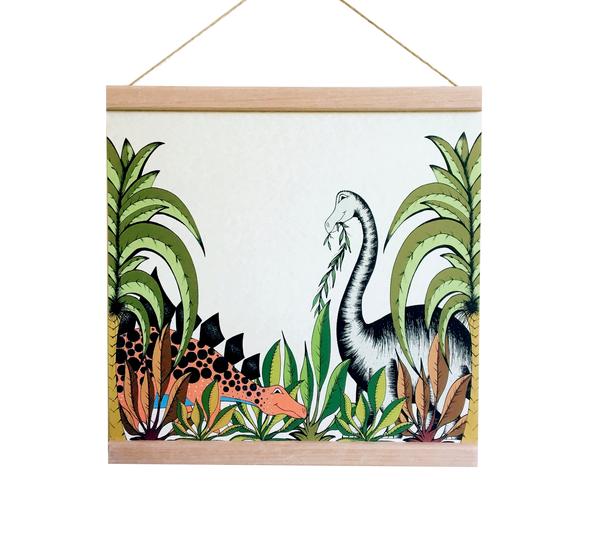 Poster In The Jungle Stegosaurus & Brontosaurus