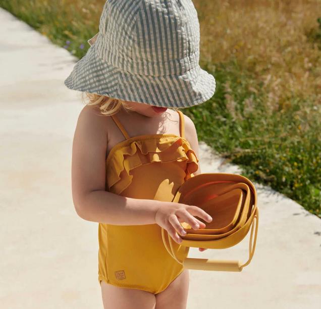 Chapeau de soleil Sunneva à rayures, blanc menthe poivrée