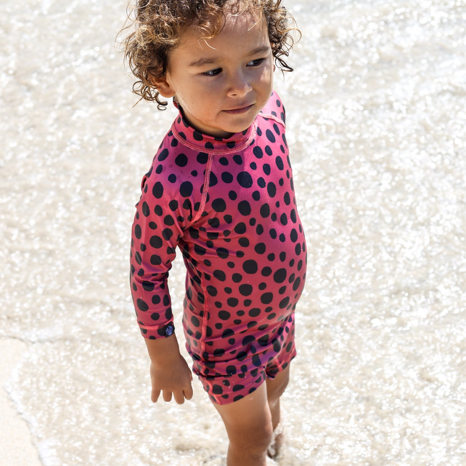 UV Badeoverall Baby Red Velvet Punkte