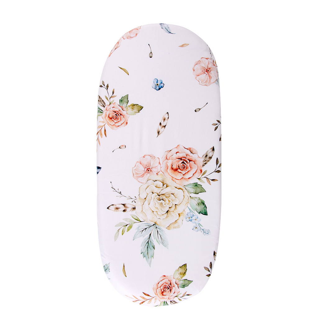 Spanntuch für Wiege / Moseskorb / Kinderwagen Vintage Flowers