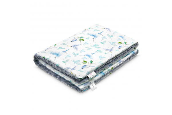 Bambus Minky Decke Heavenly Birds grey gefüttert