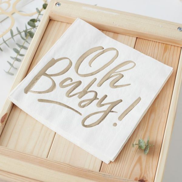 Ginger Ray - Servietten "Oh Baby" gold