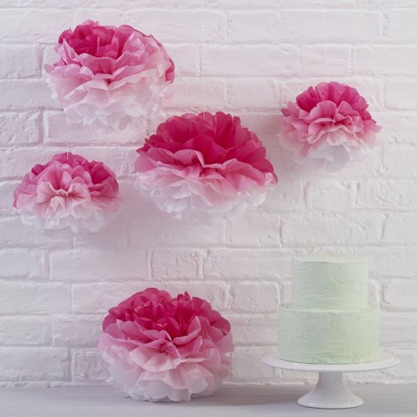 Ginger Ray - Papier PomPoms pink Ombre