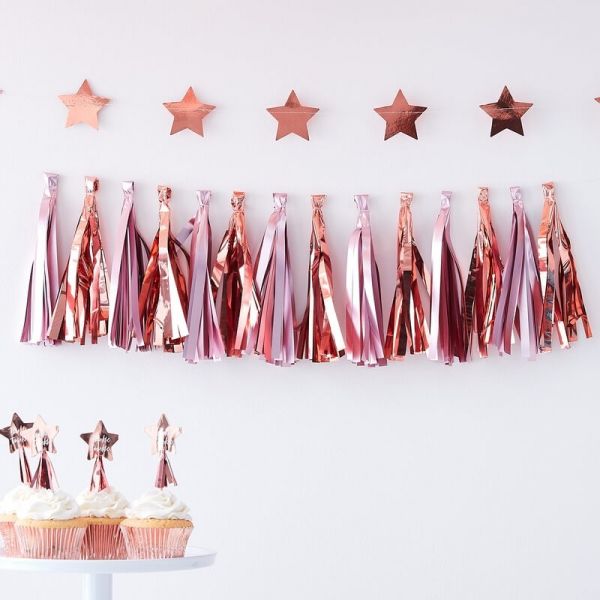 Ginger Ray - Tassel Girlande &quot;Twinkle Twinkle&quot; Rose Gold - Rosa
