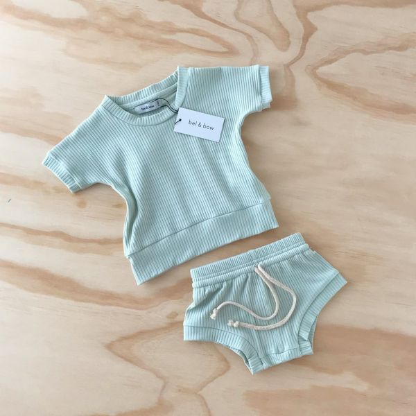 bel&amp;bow - Ribbed Girlie Set Short &amp; Shirt mint