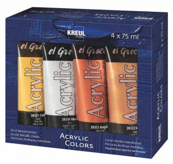 KREUL - Acrylfarbe el Greco Acrylic Metallic, 75 ml, 4er-Set