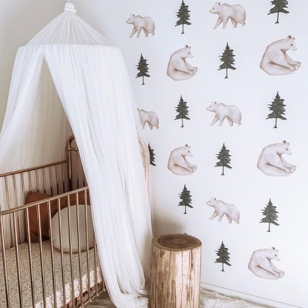 Little Rae Prints - Wandsticker Pine Tree &amp; Bears Set