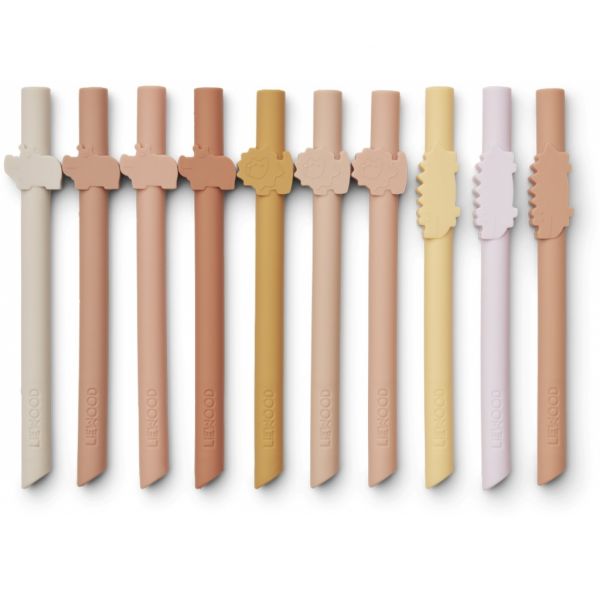 LIEWOOD - Badu Silikon Trinkhalme Set Safari Rose Mix