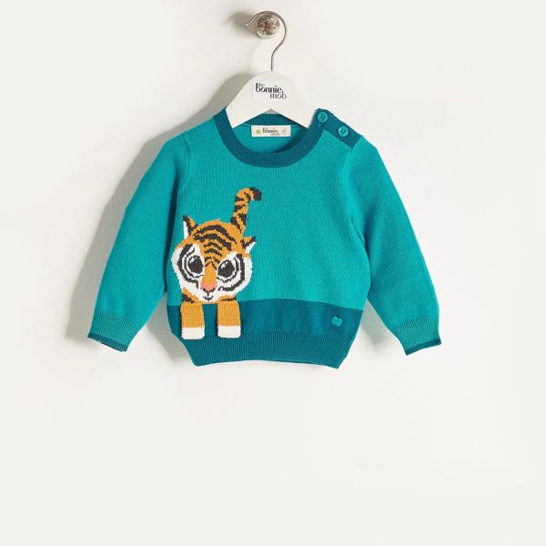 Bonniemob - Strickpullover Kaschmir Tiger Petrol