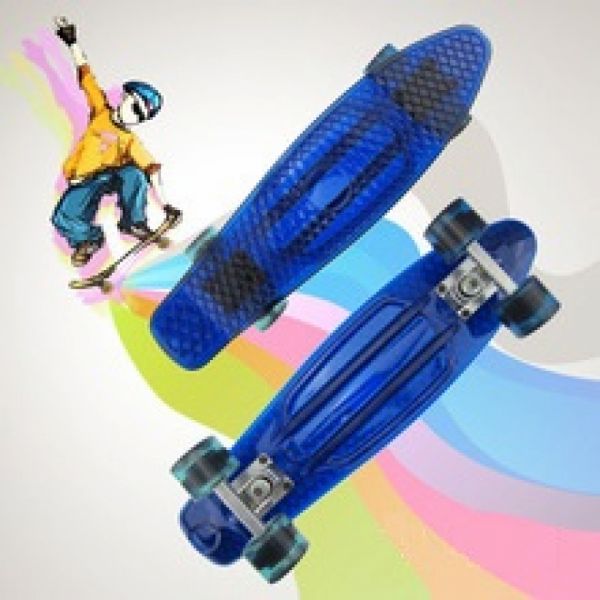 Skateboard 22&quot; Fish Style, blau transparent