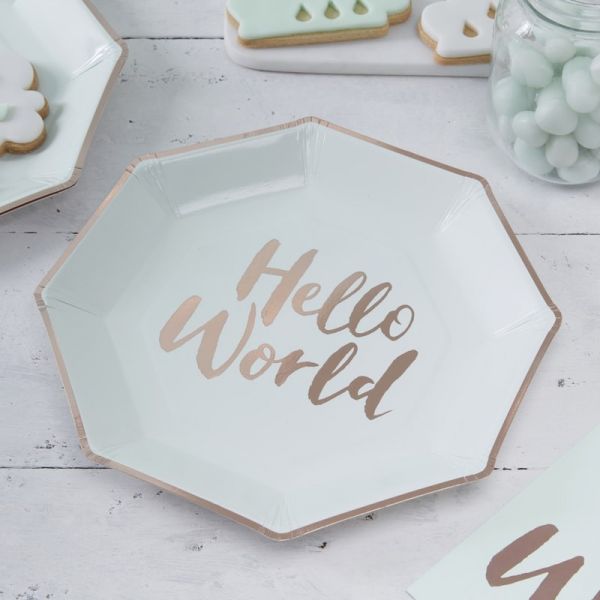 Ginger Ray - Partyteller &quot;Hello World&quot; Mint &amp; Rose Gold