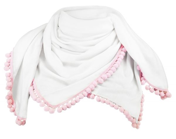 Maylily - Bambus Halstuch mit PomPom Weiss Rosa