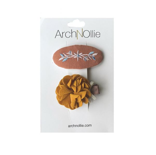 ArchNOllie - 2er Set Haarclips Floret Mustard