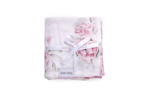 Qbana Mama - 4er Pack Bambus Muslin - Tücher Mullwindeln Blossom