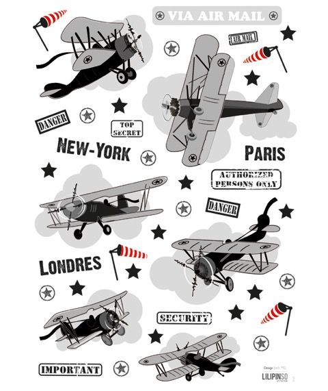 Lilipinso - Wandsticker Old Planes black