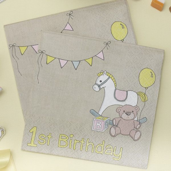 Ginger Ray - Servietten Rock-a-bye Baby 1st Birthday Kleinformat