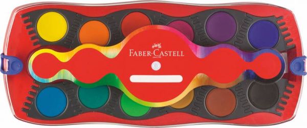 Faber-Castell - Connector Deckfarbkasten, rot, 12 Farben