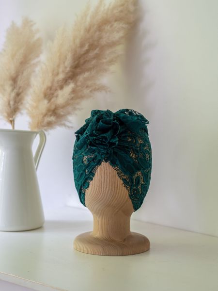 Looks by Luks - Turban Lace Spitzen Deep Green