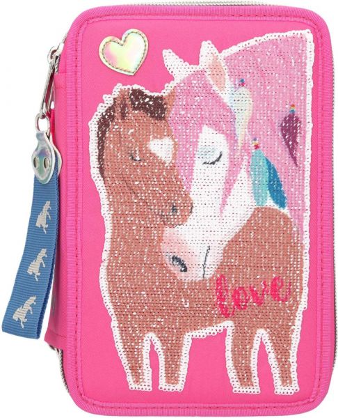 Depesche - Miss Melody 3-fach Federtasche Streichpailletten, Pink