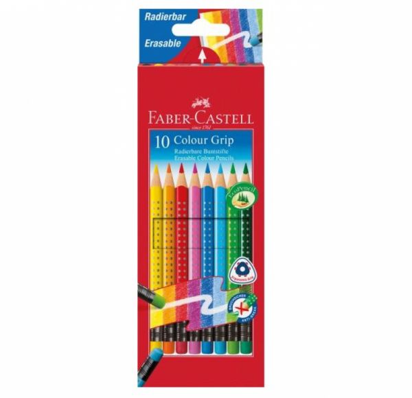 Faber-Castell - Farbstift Colour Grip radierbar 10er Set