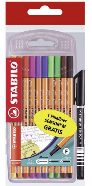 STABILO - Fineliner Point 88 + gratis Fineliner Sensor M schwarz